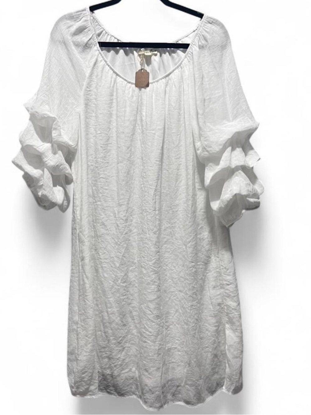 Indigo Rose White Ruffle Sleeve Tunic Dress 1X